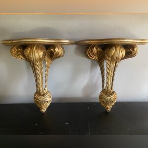 Vintage Italian Florentine Style Giltwood Wall Bracket- a pair.